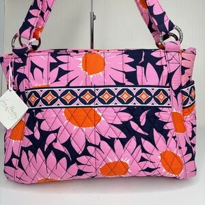Vera Bradley Retired Loves Me Stephanie Bag Purse Floral Daisy Breast Cancer